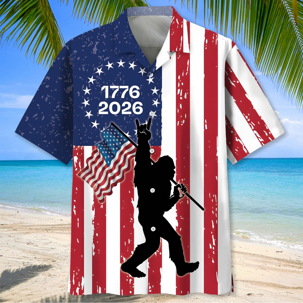 Bigfoot 1776 2026 Hawaiian Shirt USA Flag Aloha Shirt Gifts For Independence Day – Blissandwear