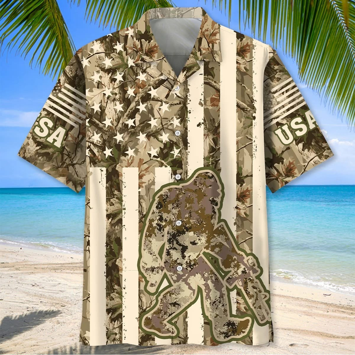 Bigfoot American Flag Camouflage Hawaiian Shirt Summer Patriotic Clothing Gift Ideas – Blissandwear