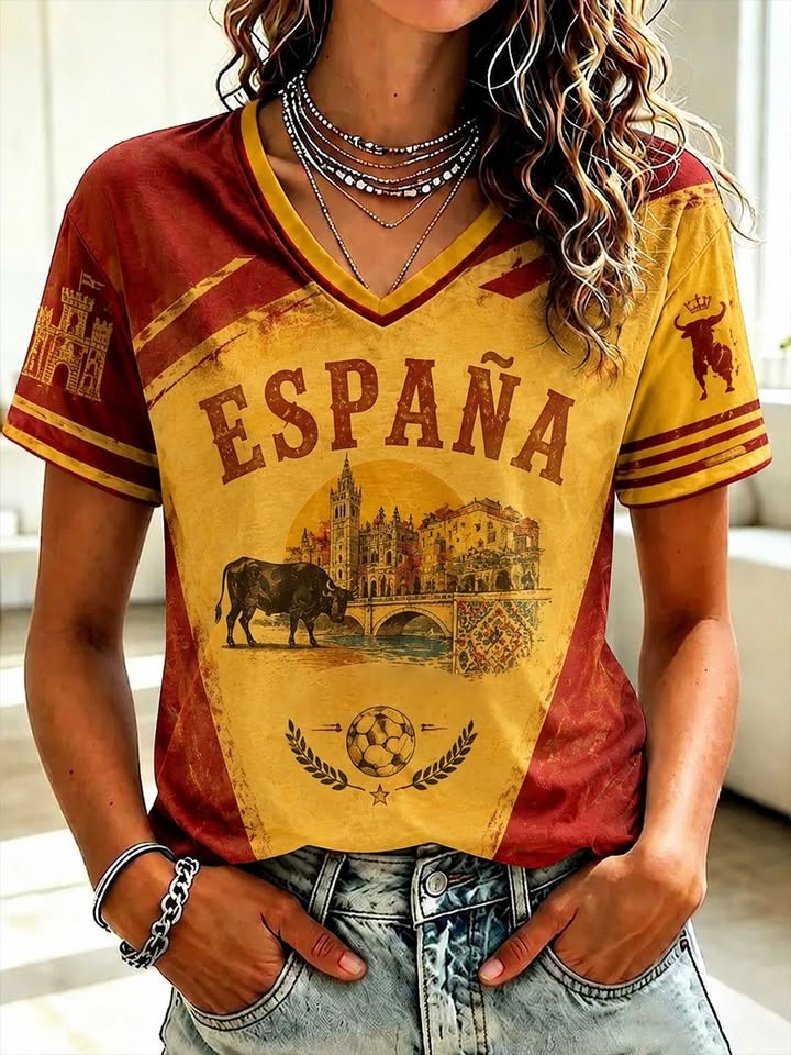 Spain Soccer World Cup 2026 V-Neck Shirt Game Day Clothing Gift For Football Lovers – Blissandwear